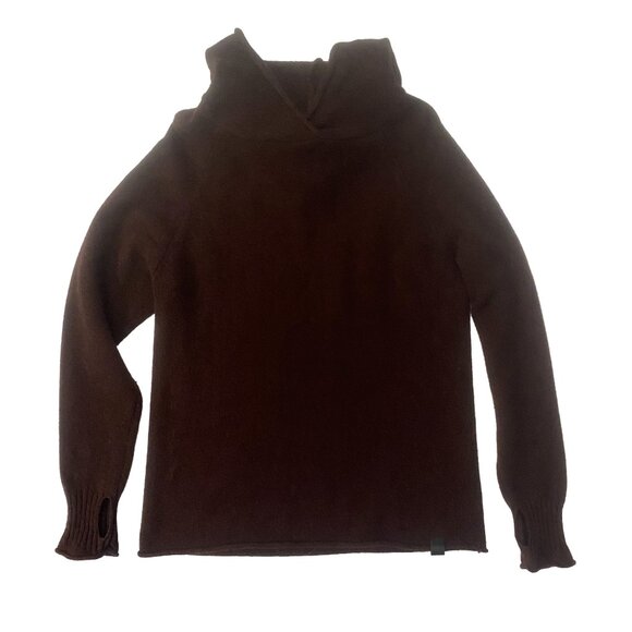 DESCENDED FROM ODIN Staithes Merino Wool Hoodie Unisex XS Deep Burgundy - Picture 4 of 9